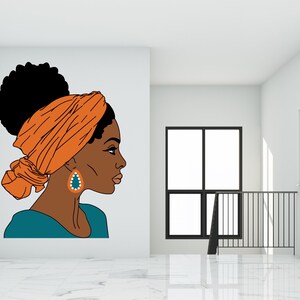 African Girl Wall Decal /Beautiful woman wall decal/Beautiful African Woman wall decal / Esthetician Decor. African Girl Decal . (K820)