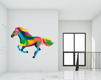 Pferd Wandtattoo/ Tier Wand Vinyl/ Tiersticker/ Tier Wandtattoo/ Pferd Wand/ Bauernhof Tiere Abziehbilder/ Wohndekor Wandtattoo (K1484)