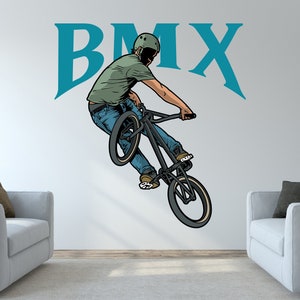 BMX Wall Decal/ BMX Wall Decor/ Mountain Bike Wall Decall/ Bicycle Wall Decal/  Extreme Sports Decal/ Bike Wall Decal/  (K774)