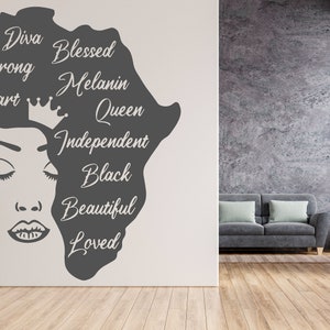 African Girl Wall Decal /Beautiful woman wall decal/Beautiful African Woman wall decal / Esthetician Decor. African Girl Decal . (K814)