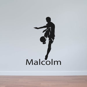 Soccer Decal/Soccer Player Wall Decal/ Custom Soccer Name Decal/ Football Sticker/ Sports Wall Decal/ Boys room Decal// Home Décor/  K1275