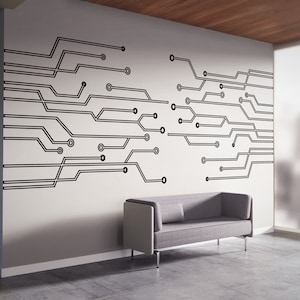 Circuit Board Wall Decal. Technology Wall Decal. Office Wall Decal. Business Wall Decal. Gamer Room Decal. Technology Vinyl Art   (K1207)