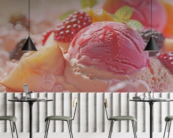 Eis Wandbild / 3D Eis Tapete / Eis Wandbild / Café Wandbild / Esszimmer Wandbild / Restaurant Dekor / KB W280