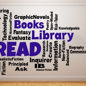 Library Wall Decal/ Classroom Wall Decal/ Reading Wall Decal/ Library Interior Decor/ (K866)
