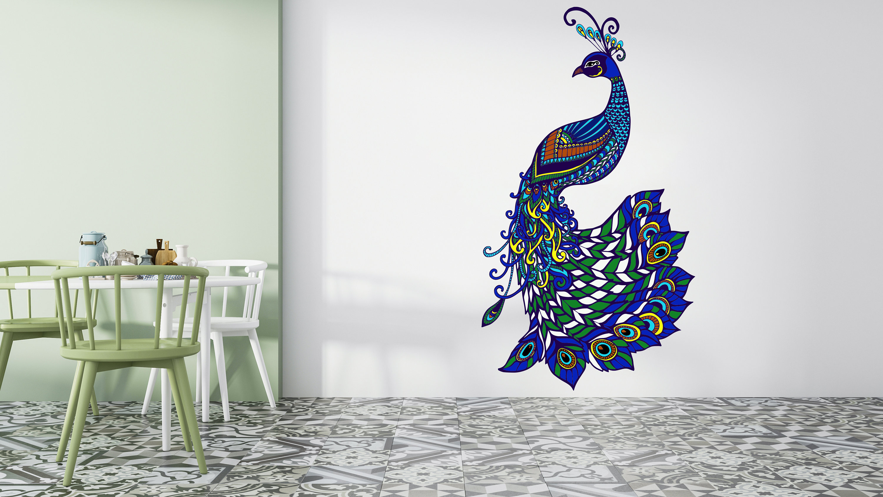 Peacock Wall Decal / Peacock Wall Sticker/ Bird Wall Decor/ Etsy