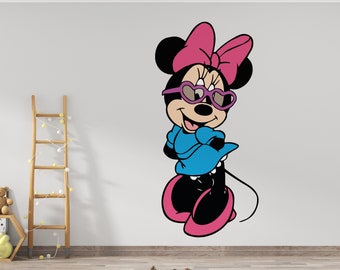 Minnie Mouse Wandtattoo Cartoon Wand-Dekor Für Kinder Kinderzimmer Personalisierte Name Wandtattoo Minnie Mouse Aufkleber (K1001)