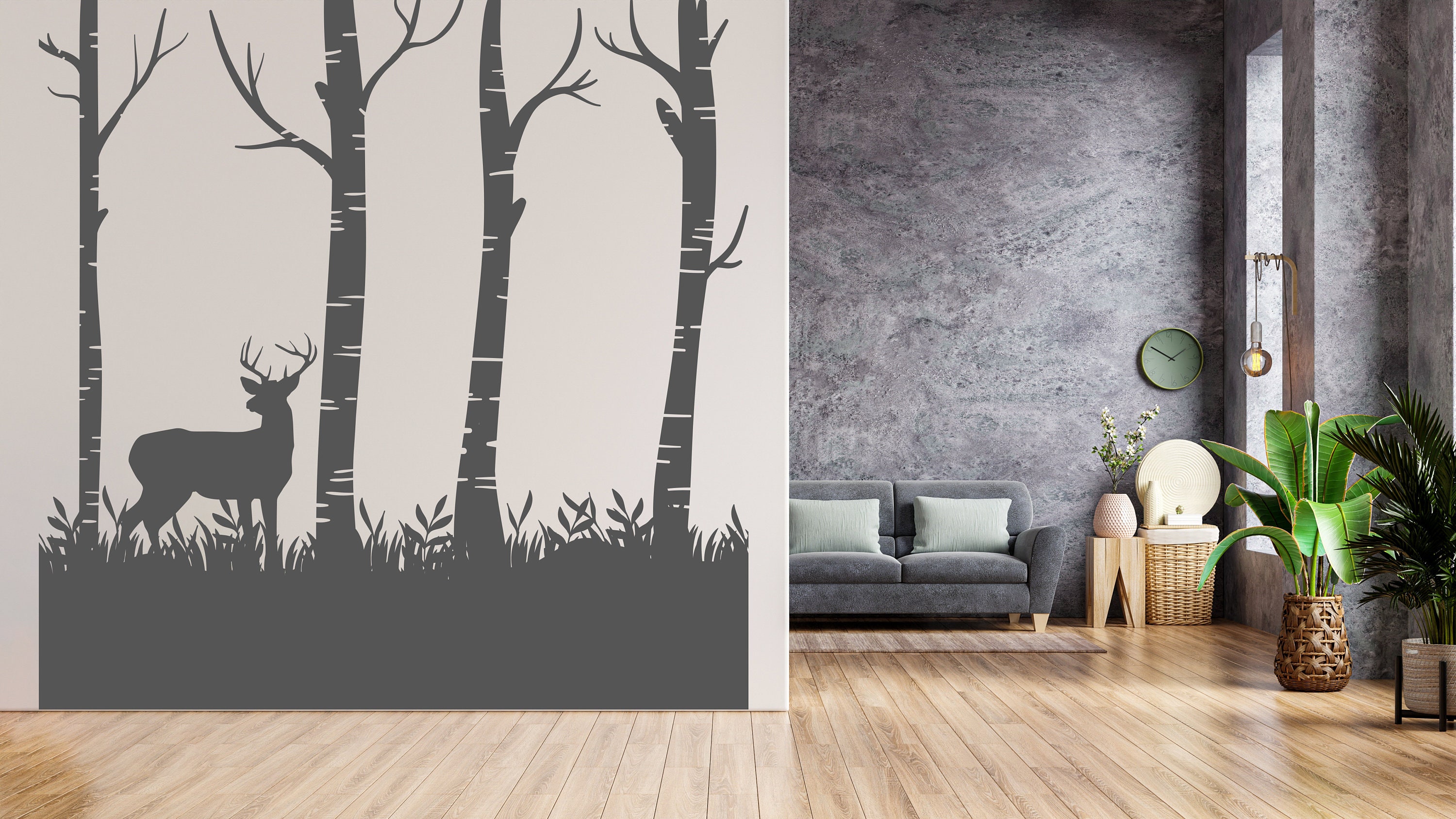 Deer Wall Decal/ Forest Wall Decal/ Animals Wall Decal Trees | Etsy
