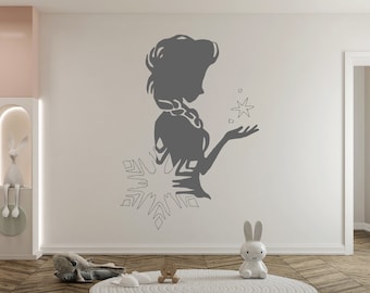 Frozen Wall Decal Princess Elsa and Anna Wall Decor for Girls Bedroom (K344)