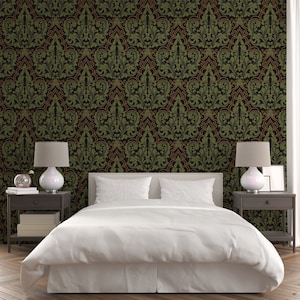 Damask Wallpaper/ Damask Pattern Wall Decal/ Vintage Removable Wallpaper Removable/ Wallpaper Peel and Stick/ Damask Wall Decal/  (KB W44)