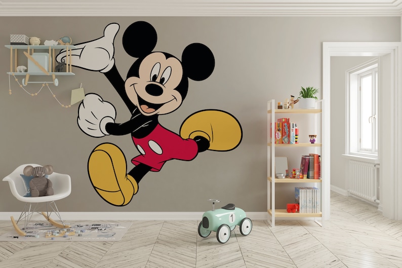 Mickey Mouse Wall Decal Cartoon Wall Decor for Kids Nursery Etsy