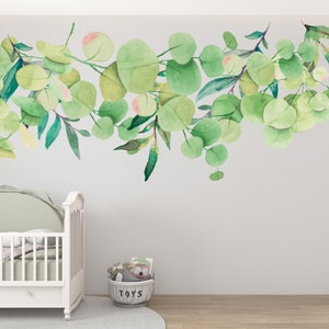 Leaves Wall Decal/ Flower Wall Decal/ Leaf Wall Decal/ Nursery Wall Decal/ Flower Decals Wall Decor/ Plant Wall Decal/ Baby Decal (K826)