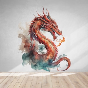 Dragon Wall Decal/ Fantasy Wall Decal/ Chinese Dragon Wall Decal/ Dragon Vinyl Sticker/ Dragon Wall Art/ Fantasy Animals Wall Decal  (K1197)