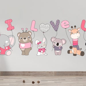 Elephant Wall Decal/ Cute Elephant Wall Decals/Animals wall decal/Nursery Sticker Over the Bed/ Baby Nursery Stickers (K413)