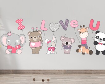 Elephant Wall Decal/ Cute Elephant Wall Decals/Animals wall decal/Nursery Sticker Over the Bed/ Baby Nursery Stickers (K413)