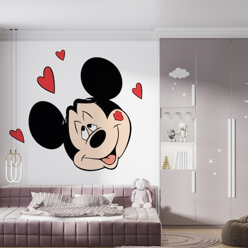 Mickey Mouse Wall Decal Cartoon Wall Decor for Kids Nursery Etsy