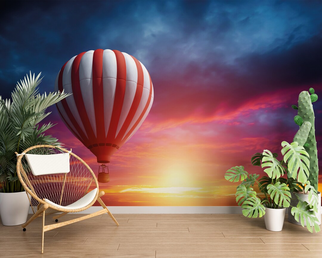 Balloons Wallpaper/ Sky Wall Mural/ Balloon Wall Mural/ Hot Air Balloon ...