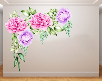 Flower Wall Decal/ Flowers Wall Decal/ Flower Decals Wall Decor/ Peonies Wall Decal/  Chamomile Wall Decal/Roses Wall Decal   (K683)