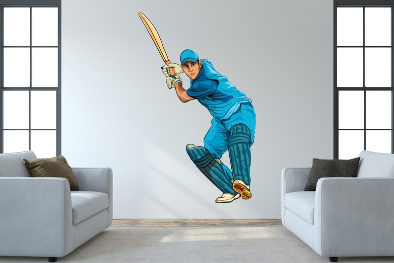 Cricket Wall Decal/ Sports Wall Decal/ Boys Room Decal/ Cricket Player ...