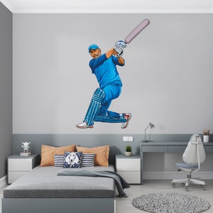 Cricket Wall Decal/ Sports Wall Decal/ Boys room Decal/  Cricket Player Wall Decal/ Home Decor/ Sports Wall Art/ K860