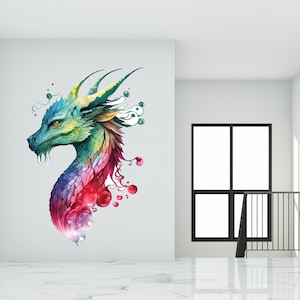 Dragon Wall Decal/ Fantasy Wall Decal/ Chinese Dragon Wall Decal/ Dragon Vinyl Sticker/ Dragon Wall Art/ Fantasy Animals Wall Decal  (K1189)
