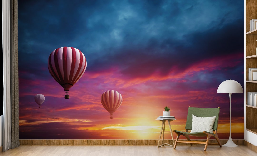 Balloons Wallpaper/ Sky Wall Mural/ Balloon Wall Mural/ Hot Air Balloon ...