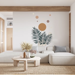 Boho Wall Decal/ Tropical Leaves Wall Decal/ Abstract Modern Wall Art/Boho Interior Wall Art/ Palm Leaves Decal/ Monstera Wall Decal (K764)