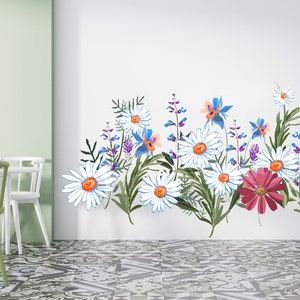Bloem muur sticker/bloemen muur sticker/bloem stickers muur decor/pioenrozen muur sticker/kamille muur sticker/rozen muur sticker (K685)