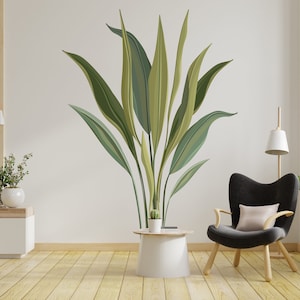 Tropical Wall Decal/ Monstera Wall Decal/ Tropical Leaves Wall Decal/ Palm Leaves Decal/ Home Living Room Decoration/Green Wall Decor (K796)