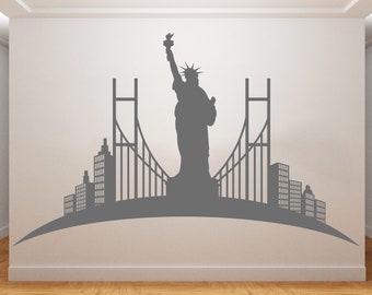 New York Wall Decal/ Cityscape Wall Decal / USA Wall Sticker/NY Skyline Decal/(K356)