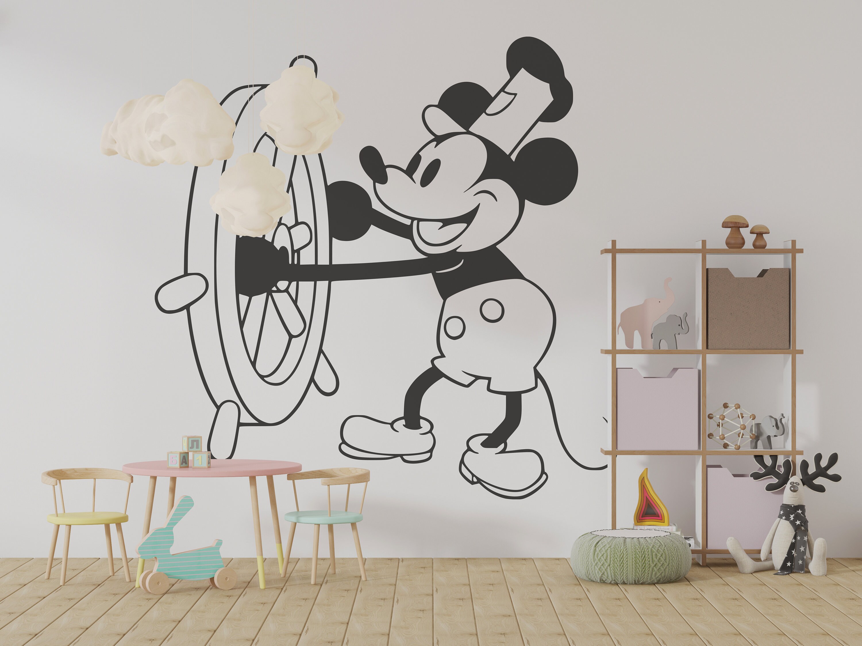 Mickey Mouse Wall Decal Cartoon Wall Decor for Kids Nursery | Etsy