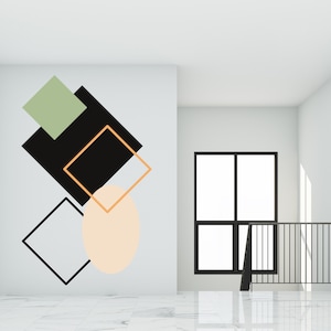 Rhombus Wall Decal/ Boho Wall Decal/ Abstract Modern Wall Art/ Geometric Wall Decor/ Geometric Half Arch Rainbow decal (K734)
