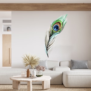 Feather Wall Decal/ Peacock Feather Wall Decal/ Peacock Wall Decal / Peacock Wall Sticker/ Bird Wall Decor/   (K727)