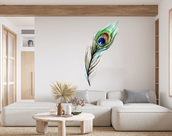 Feather Wall Decal/ Peacock Feather Wall Decal/ Peacock Wall Decal / Peacock Wall Sticker/ Bird Wall Decor/   (K727)