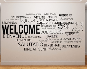 "Welcome Home" Wall Decal Sticker - Customizable Size & Color (25 Options), Removable Vinyl, For Door Hallway Living Room - View #2