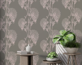 Floral Wallpaper/ Wallpaper With  Dandelion/ Nursery Wallpaper/ Botanical Wallpaper/ Seamless Floral Wall/ (KB W82)