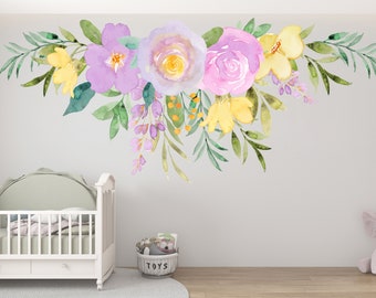 Flower Wall Decal/Nursery Wall Decal/ Flowers Wall Decal/ Flower Decals Wall Decor/ Peonies Wall Decal/ Roses Wall Decal/Baby Decal   (K822)