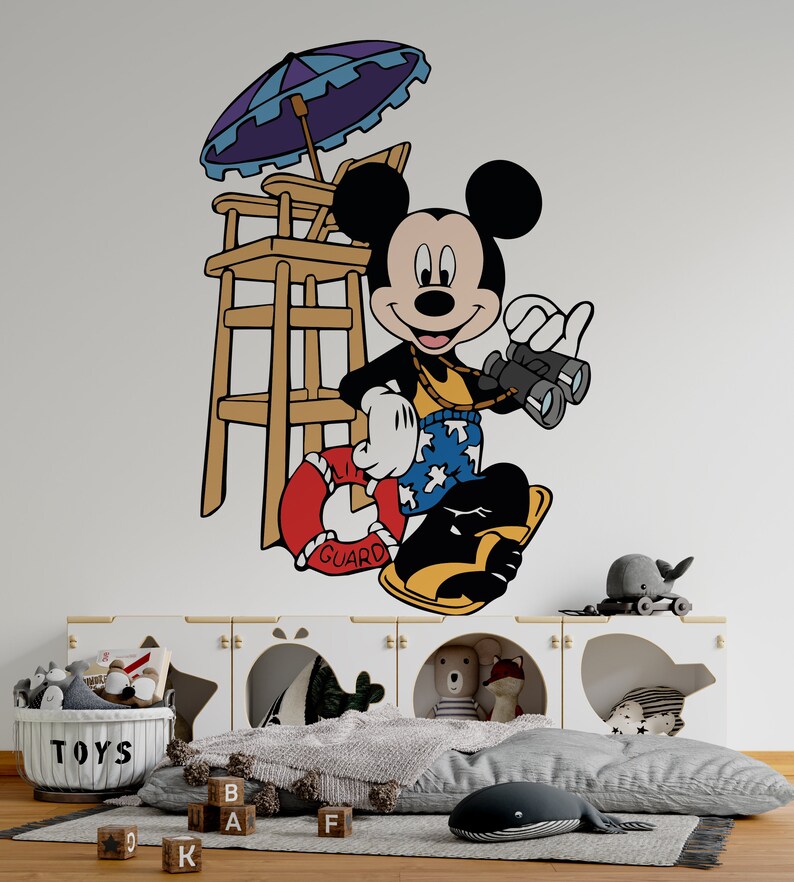 Mickey Mouse Wall Decal Cartoon Wall Decor for Kids Nursery Etsy