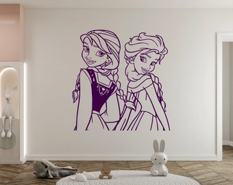 Frozen Wall Decal Princess Elsa and Anna Wall Decor for Girls Bedroom (K340)