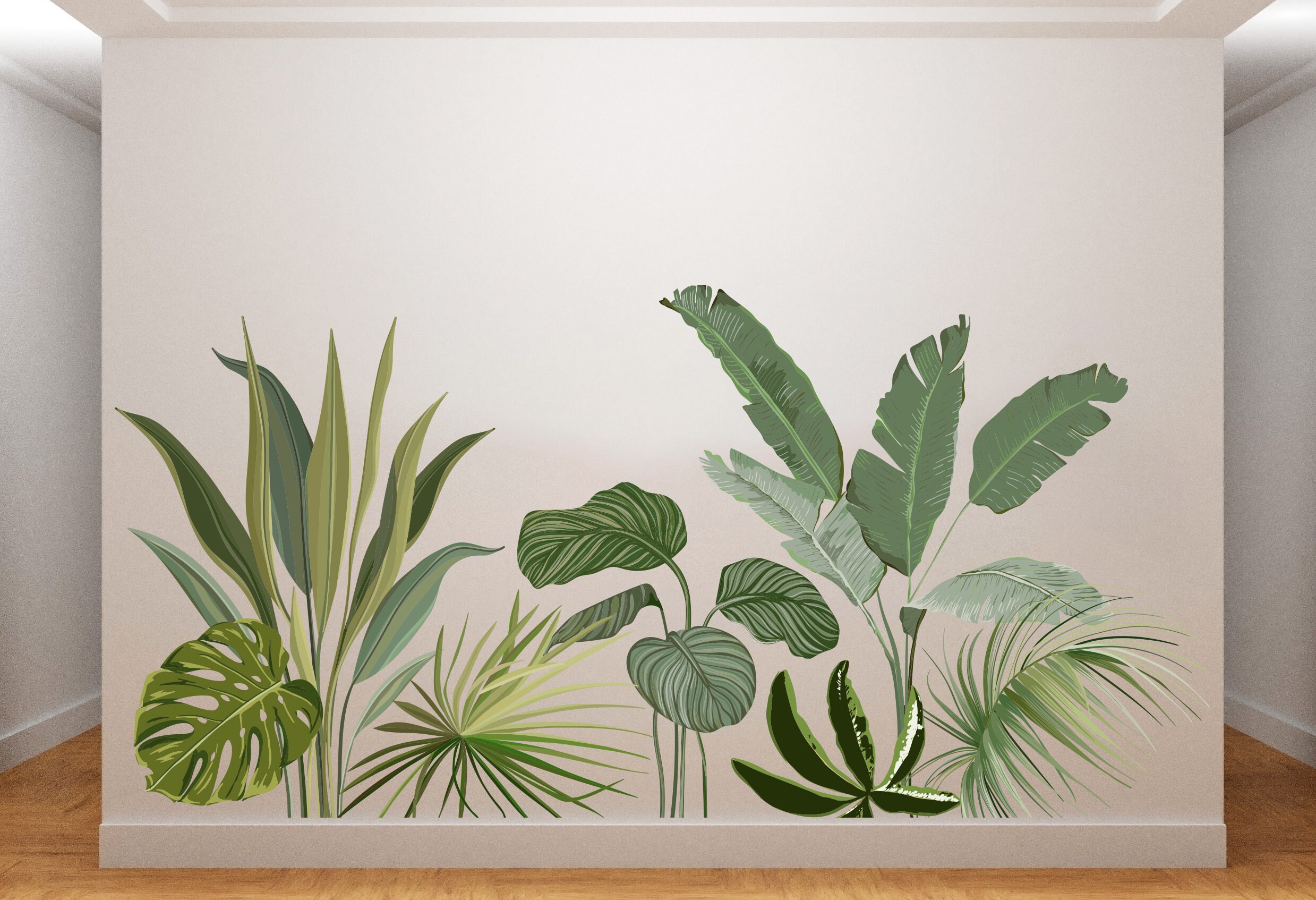 Tropical Wall Decal/ Monstera Wall Decal/ Tropical Leaves Wall Etsy