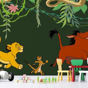 Lion King Wallpaper/ Hakuna Matata Mural/ The Lion King Wallpaper/ Nursery Decor/ Wallpaper Self-adhesive Removable/ Simba Wall Mural KB W83