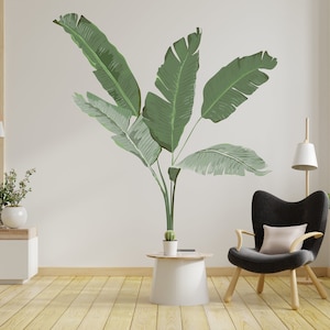 Tropical Wall Decal/ Monstera Wall Decal/ Tropical Leaves Wall Decal/ Palm Leaves Decal/ Home Living Room Decoration/Green Wall Decor (K795)
