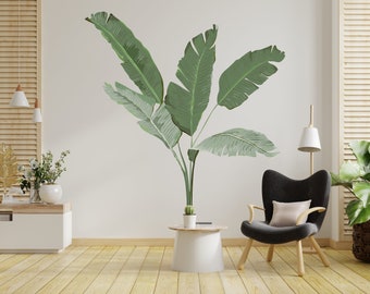 Tropical Wall Decal/ Monstera Wall Decal/ Tropical Leaves Wall Decal/ Palm Leaves Decal/ Home Living Room Decoration/Green Wall Decor (K795)