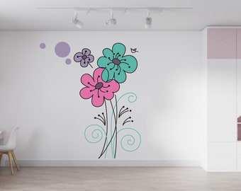 Flower Wall Decal/Flowers Wall Decal/Flower Decals Wall Decor/Peonies Wall Decal/Chamomile Wall Decal/Roses Wall Decal/Kids Wall Decal/ K700