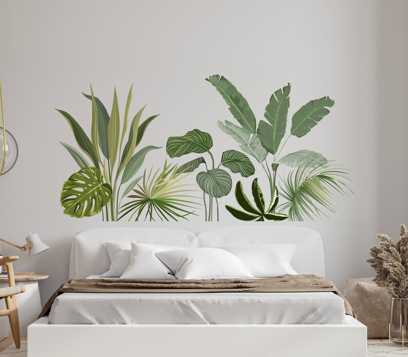 Tropical Wall Decal/ Monstera Wall Decal/ Tropical Leaves Wall Etsy