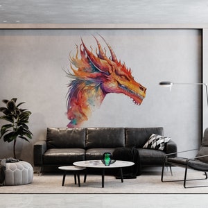 Dragon Wall Decal/ Fantasy Wall Decal/ Chinese Dragon Wall Decal/ Dragon Vinyl Sticker/ Dragon Wall Art/ Fantasy Animals Wall Decal  (K1191)