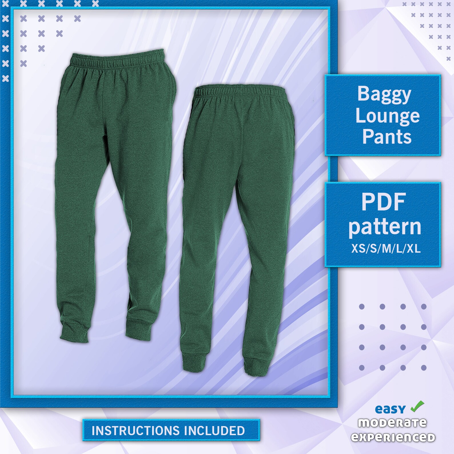 Baggy Lounge Pants Sewing Pattern Lounge Pants PDF Pattern Etsy