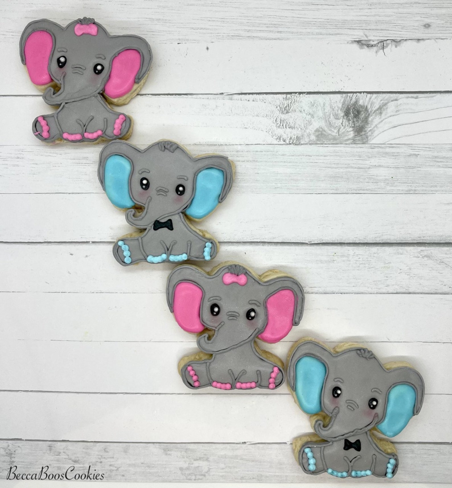 Baby Elephant Baby Shower Cookies Baby Elephant Gender Etsy
