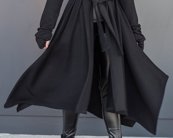 Unisex Cloak, Grunch Cardigan, Black Cape, Women Plus Size Clothing, Gothic Cardigan,  Maxi Cardigan,  Anime clothing, Cloak with pockets