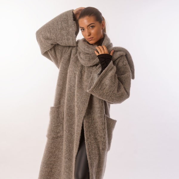 Women's Winter Kimono Cardigan ,Long Coat With Kimono Sleeves And Large Front Pockets, Shawl Cardigan, Quick Wrap Cloak ,Oversized Jacket