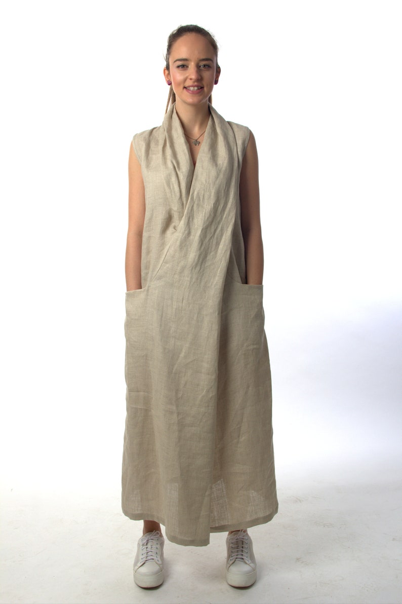 Linen Kimono Dress, Linen Dress, Linen Clothing, Japanese Kimono Dress, Plus Size Clothing, Linen Maxi Dress, Japanese Dress, Long Dress image 5